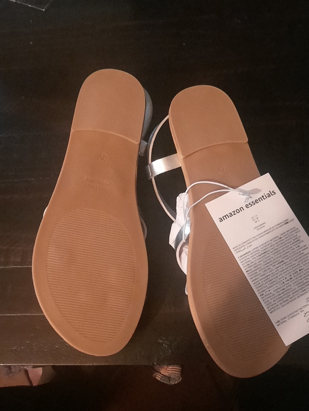 Zara Silver Strappy Flat Sandals with Tan Footbed - Picture 5 of 5